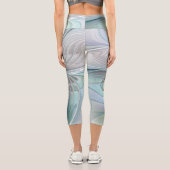 Abstrakt Blue Green Butterfly Fantasy Fraktal Art Capri Leggings (Rückseite)
