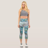 Abstrakt Blue Green Butterfly Fantasy Fraktal Art Capri Leggings (Vorderseite)