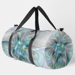 Abstrakt Blue Green Butterfly Fantasy Fraktal Art Duffle Bag