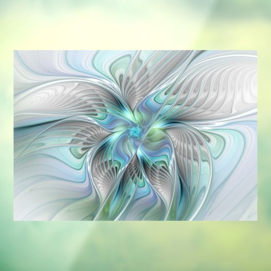 Abstrakt Blue Green Butterfly Fantasy Fraktal Art Fensteraufkleber (Blatt 3)