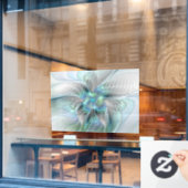 Abstrakt Blue Green Butterfly Fantasy Fraktal Art Fensteraufkleber (Café-Fenster)