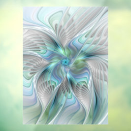 Abstrakt Blue Green Butterfly Fantasy Fraktal Art Fensteraufkleber