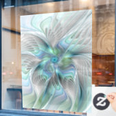 Abstrakt Blue Green Butterfly Fantasy Fraktal Art Fensteraufkleber (Café-Fenster)
