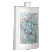 Abstrakt Blue Green Butterfly Fantasy Fraktal Art Flachmann (Rechts)