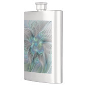 Abstrakt Blue Green Butterfly Fantasy Fraktal Art Flachmann (Links)