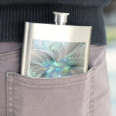 Abstrakt Blue Green Butterfly Fantasy Fraktal Art Flachmann (Beispiel)