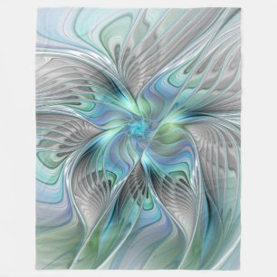 Abstrakt Blue Green Butterfly Fantasy Fraktal Art Fleecedecke