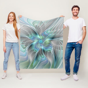Abstrakt Blue Green Butterfly Fantasy Fraktal Art Fleecedecke