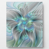Abstrakt Blue Green Butterfly Fantasy Fraktal Art Fotoplatte (Vorderseite)