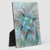 Abstrakt Blue Green Butterfly Fantasy Fraktal Art Fotoplatte (Seite)