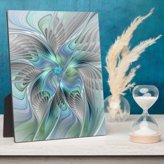 Abstrakt Blue Green Butterfly Fantasy Fraktal Art Fotoplatte (Seite)