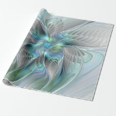 Abstrakt Blue Green Butterfly Fantasy Fraktal Art Geschenkpapier (Ungerollt)