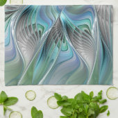Abstrakt Blue Green Butterfly Fantasy Fraktal Art Geschirrtuch (Gefaltet)