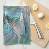 Abstrakt Blue Green Butterfly Fantasy Fraktal Art Geschirrtuch (Viertel Falte)