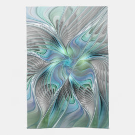 Abstrakt Blue Green Butterfly Fantasy Fraktal Art Geschirrtuch