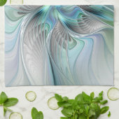 Abstrakt Blue Green Butterfly Fantasy Fraktal Art Geschirrtuch (Gefaltet)