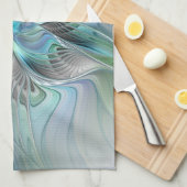 Abstrakt Blue Green Butterfly Fantasy Fraktal Art Geschirrtuch (Viertel Falte)