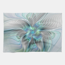 Abstrakt Blue Green Butterfly Fantasy Fraktal Art Geschirrtuch
