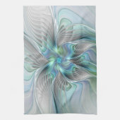 Abstrakt Blue Green Butterfly Fantasy Fraktal Art Geschirrtuch (Vertikal)
