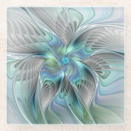 Abstrakt Blue Green Butterfly Fantasy Fraktal Art Glasuntersetzer