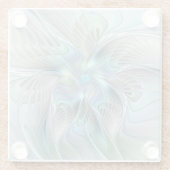 Abstrakt Blue Green Butterfly Fantasy Fraktal Art Glasuntersetzer (Rückseite)