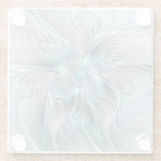 Abstrakt Blue Green Butterfly Fantasy Fraktal Art Glasuntersetzer (Rückseite)