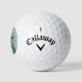 Abstrakt Blue Green Butterfly Fantasy Fraktal Art Golfball (Logo)