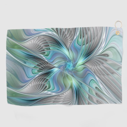 Abstrakt Blue Green Butterfly Fantasy Fraktal Art Golfhandtuch (Horizontal)