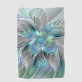 Abstrakt Blue Green Butterfly Fantasy Fraktal Art Golfhandtuch (Vorderseite)