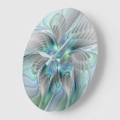 Abstrakt Blue Green Butterfly Fantasy Fraktal Art Große Wanduhr (Winkel)