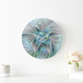Abstrakt Blue Green Butterfly Fantasy Fraktal Art Große Wanduhr (Zuhause)