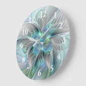 Abstrakt Blue Green Butterfly Fantasy Fraktal Art Große Wanduhr (Winkel)