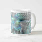 Abstrakt Blue Green Butterfly Fantasy Fraktal Art Jumbo-Tasse (Vorderseite Rechts)