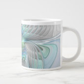 Abstrakt Blue Green Butterfly Fantasy Fraktal Art Jumbo-Tasse (Rechts)