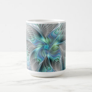 Abstrakt Blue Green Butterfly Fantasy Fraktal Art Kaffeetasse