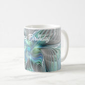 Abstrakt Blue Green Butterfly Fantasy Fraktal Art Kaffeetasse (VorderseiteRechts)