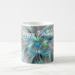 Abstrakt Blue Green Butterfly Fantasy Fraktal Art Kaffeetasse