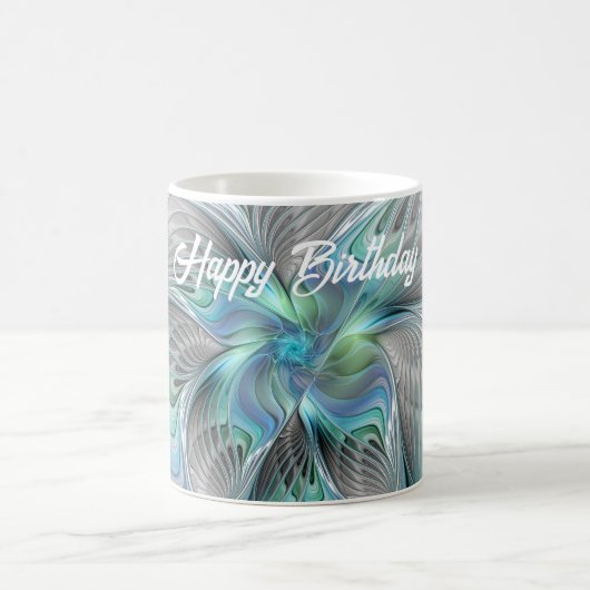 Abstrakt Blue Green Butterfly Fantasy Fraktal Art Kaffeetasse (Mittel)