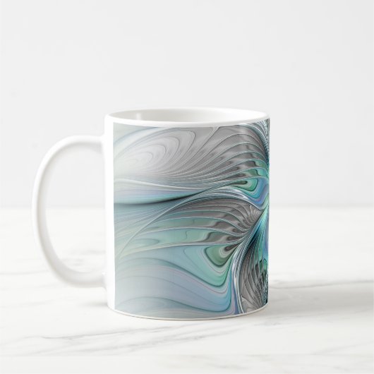 Abstrakt Blue Green Butterfly Fantasy Fraktal Art Kaffeetasse (Links)