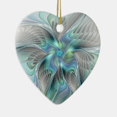 Abstrakt Blue Green Butterfly Fantasy Fraktal Art Keramik Ornament (Rechts)