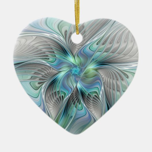 Abstrakt Blue Green Butterfly Fantasy Fraktal Art Keramik Ornament (Vorne)