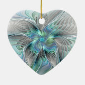 Abstrakt Blue Green Butterfly Fantasy Fraktal Art Keramik Ornament (Hinten)