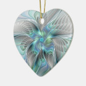 Abstrakt Blue Green Butterfly Fantasy Fraktal Art Keramik Ornament (Links)