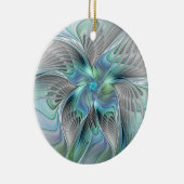 Abstrakt Blue Green Butterfly Fantasy Fraktal Art Keramik Ornament (Rechts)