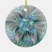 Abstrakt Blue Green Butterfly Fantasy Fraktal Art Keramik Ornament (Vorne)