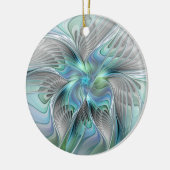 Abstrakt Blue Green Butterfly Fantasy Fraktal Art Keramik Ornament (Links)