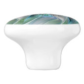 Abstrakt Blue Green Butterfly Fantasy Fraktal Art Keramikknauf (Seitenansicht)