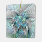 Abstrakt Blue Green Butterfly Fantasy Fraktal Art Keramikornament (Links)