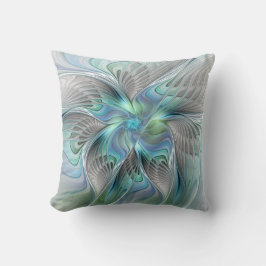 Abstrakt Blue Green Butterfly Fantasy Fraktal Art Kissen