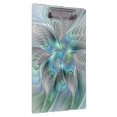 Abstrakt Blue Green Butterfly Fantasy Fraktal Art Klemmbrett (Rechts)